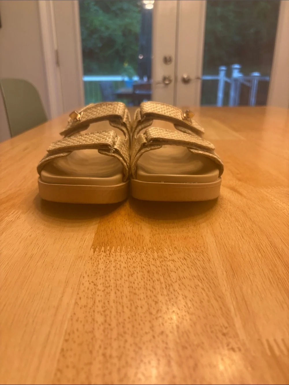 art class Metallic Gold Double-Strap Kids Slide Sandals
